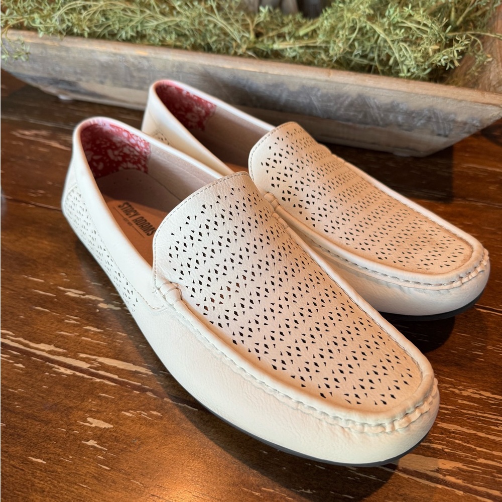 Stacy Adams White Perforated Loafers